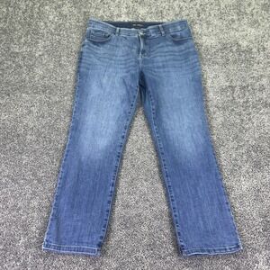 Lee Jeans Womens 16W Petite Blue Straight Leg Mid Rise Flex Motion Medium Wash
